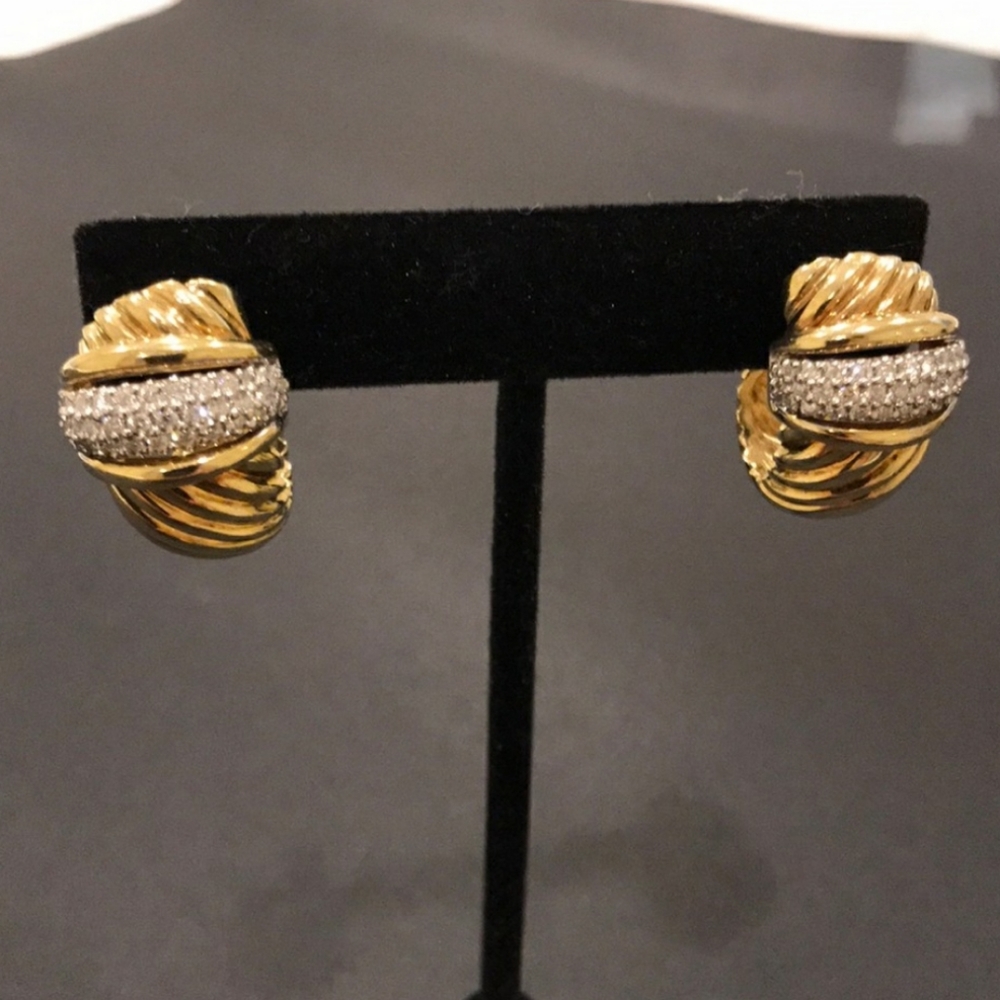 david yurman shrimp 14K earrings with diamonds